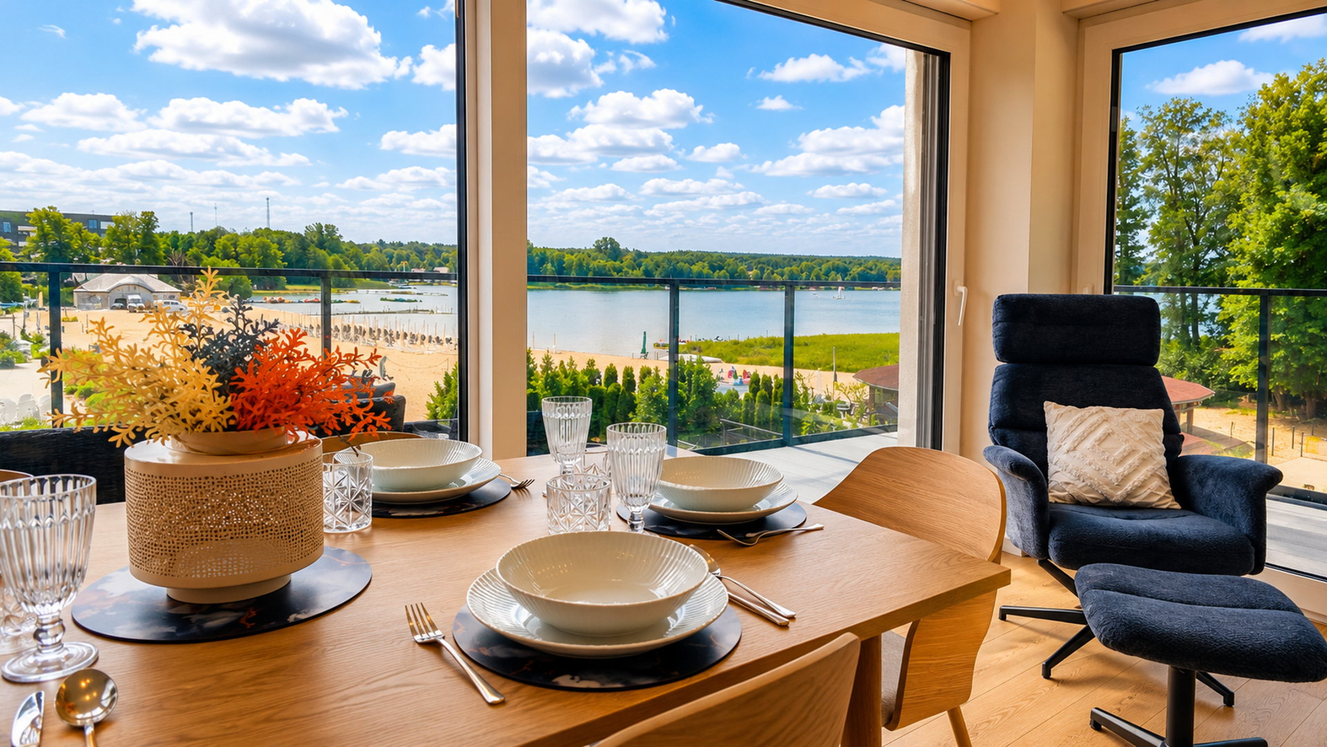 Złota Plaża Apartament Słoneczny z widokiem na jezioro